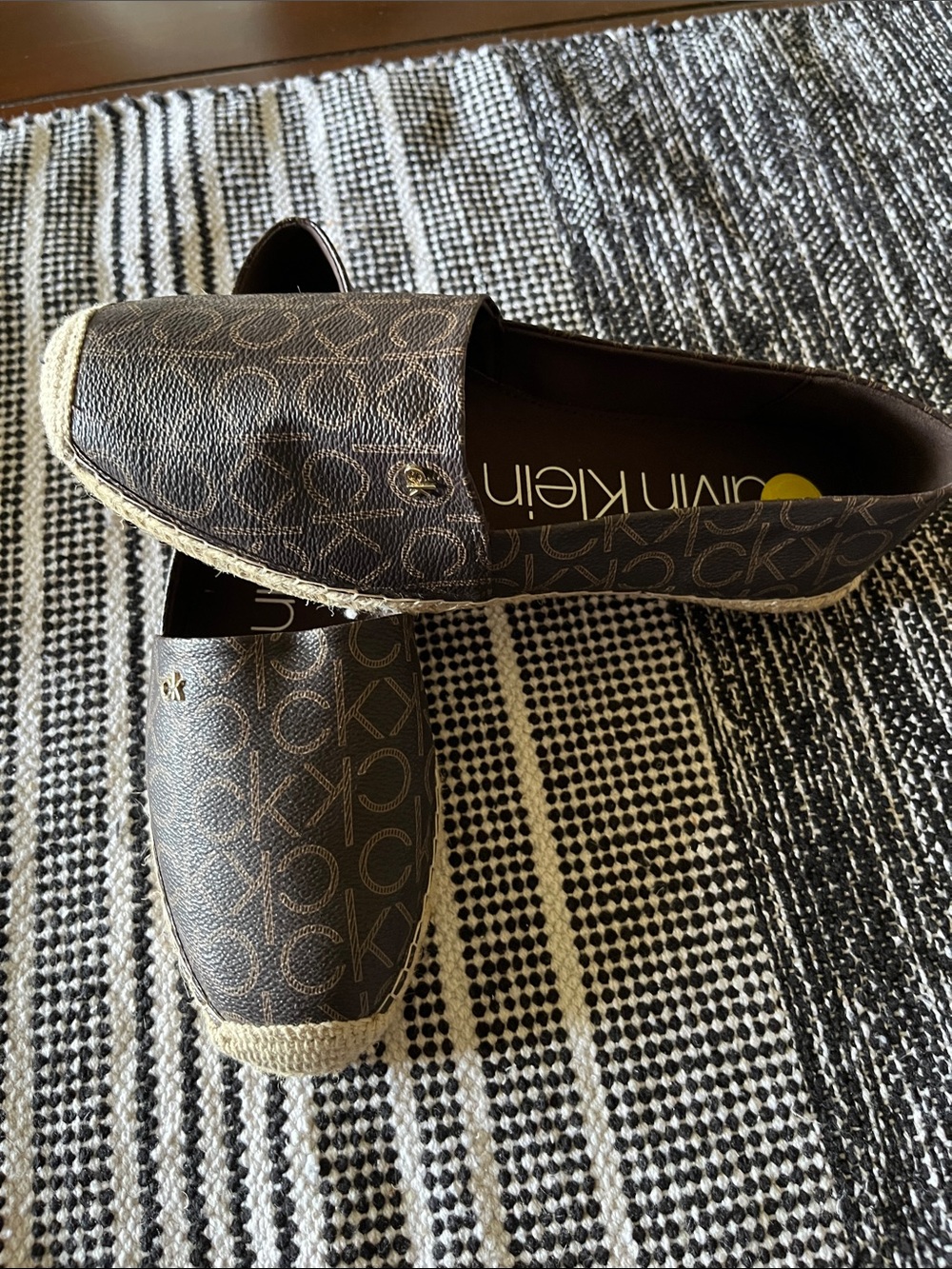 Calvin Klein women’s Brown Logo Espadrille Slip-Ons